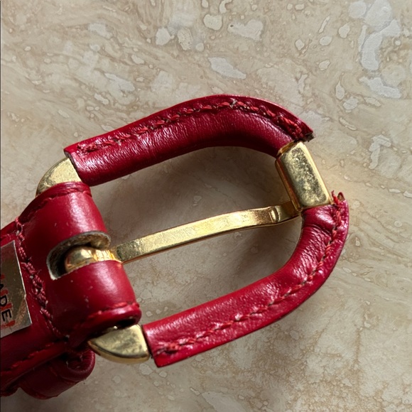Christian Dior Red Woven Leather Belt Vintage Dior Aniline Cowhide - Picture 6 of 8